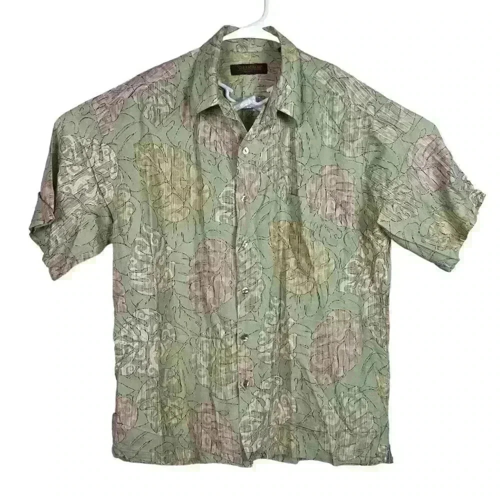 Vintage Tori Richard Shirt Mens L Green Hawaiian Button Up Camp Aloha (read)